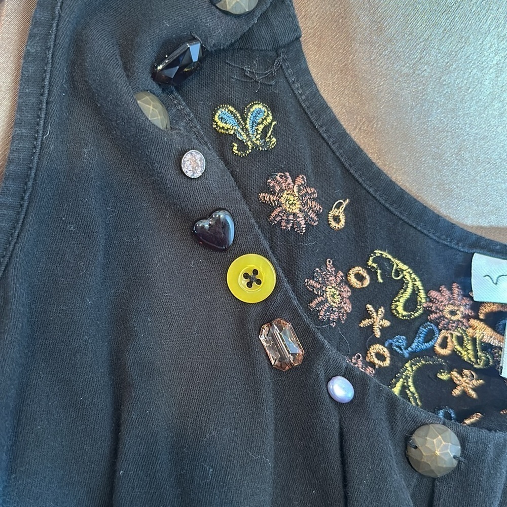 RBX Black Beaded Tank Top with Embroidery - Picture 6 of 6